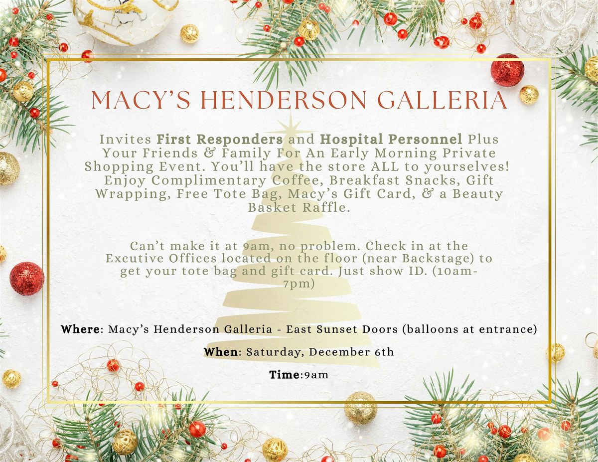 First Responders & Hospital Personnel Private Shopping Event, 6 December | Event in Henderson | AllEvents