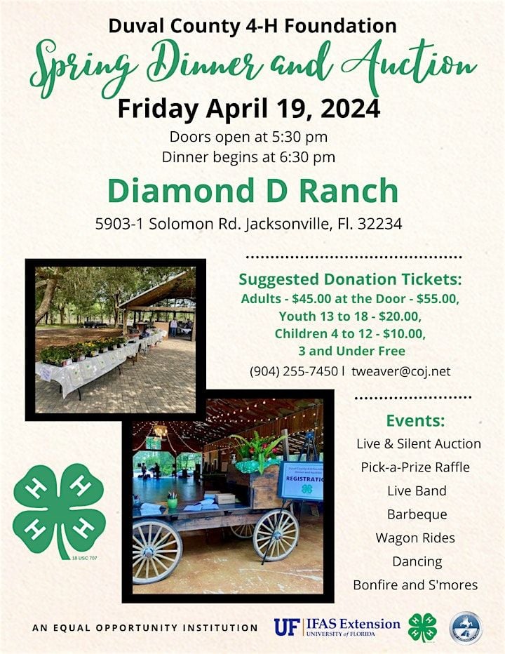 Duval 4-H Foundation Dinner and Auction 2024, Diamond D Ranch Inc, Jacksonville, 19 April 2024 | AllEvents.in