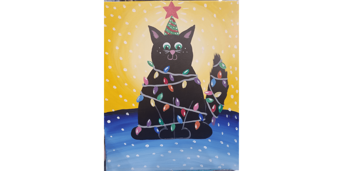 Kitty in Christmas Lights - Paint and Sip in Chicago | Classpop!™, 23 December | Event in Woodridge | AllEvents