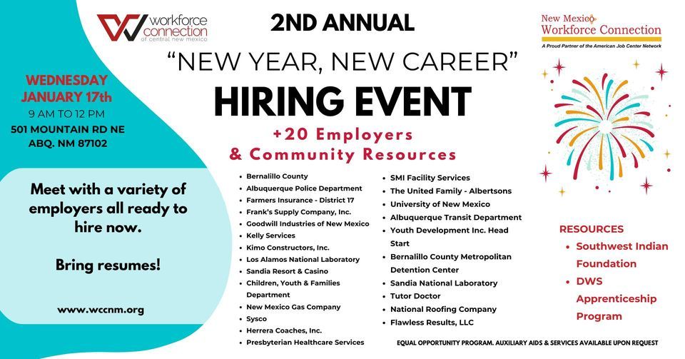 NEW YEAR, NEW CAREER HIRING EVENT IN ALBUQUERQUE, Workforce Connection
