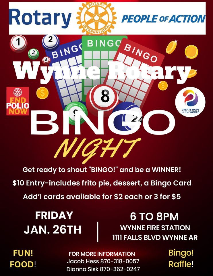 Wynne Rotary Bingo Nigh, Wynne Fire Department, January 26 2024