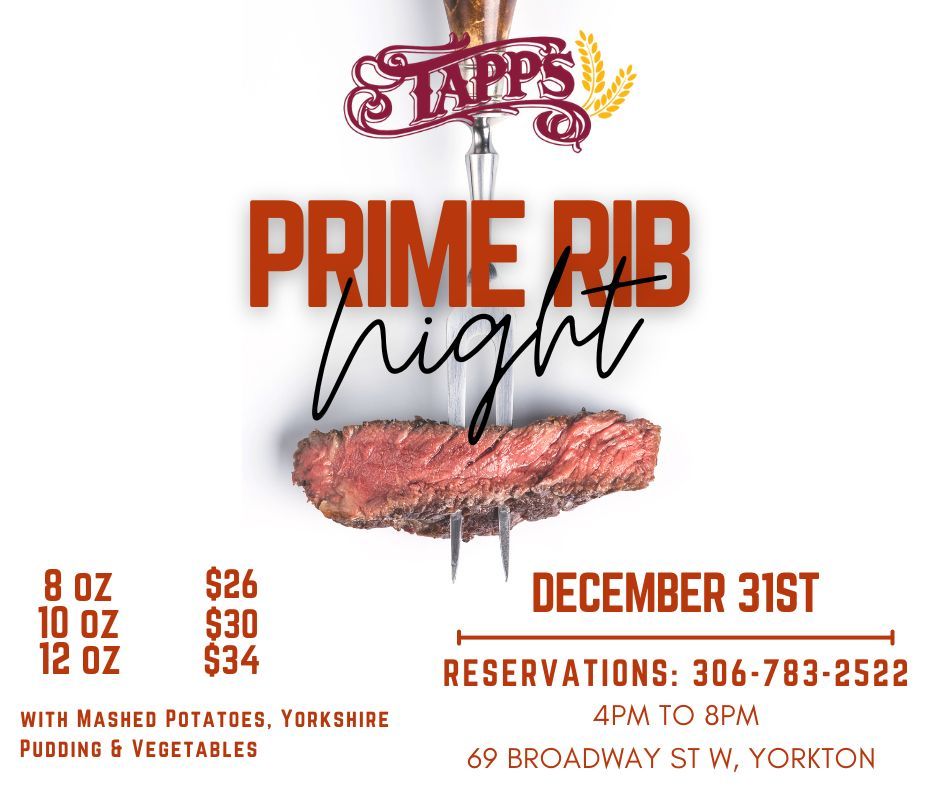 Prime Rib Night, Tapps Sports Lounge & Grill, Yorkton, 31 December 2023 ...