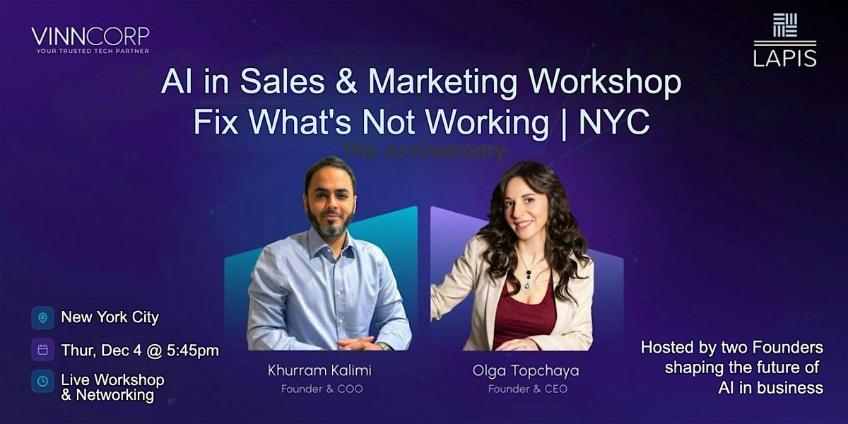 AI for Sales and Marketing - Fix What’s Not Working | In-Person Workshop, 4 December | Event in New York