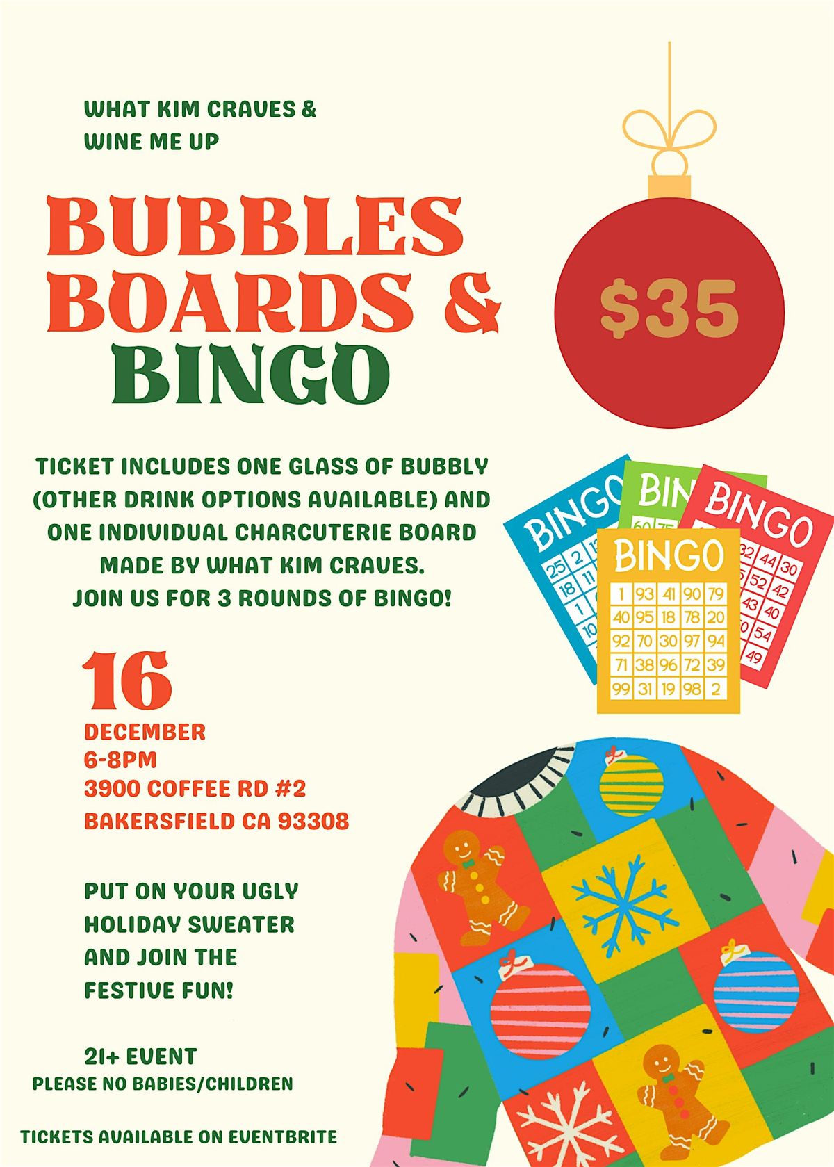 Bubbles, Boards, & Bingo, 16 December | Event in Bakersfield | AllEvents