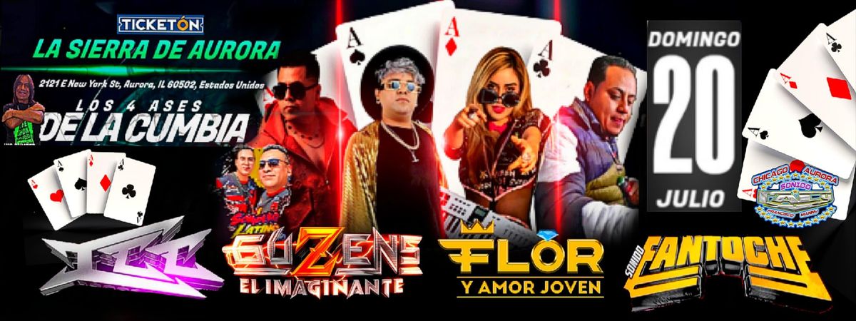 LOS 4 ASES DE LA CUMBIA, FLOR Y AMOR JOVEN, SONIDO FANTOCHE Y MAS, 20 July | Event in Aurora | AllEvents