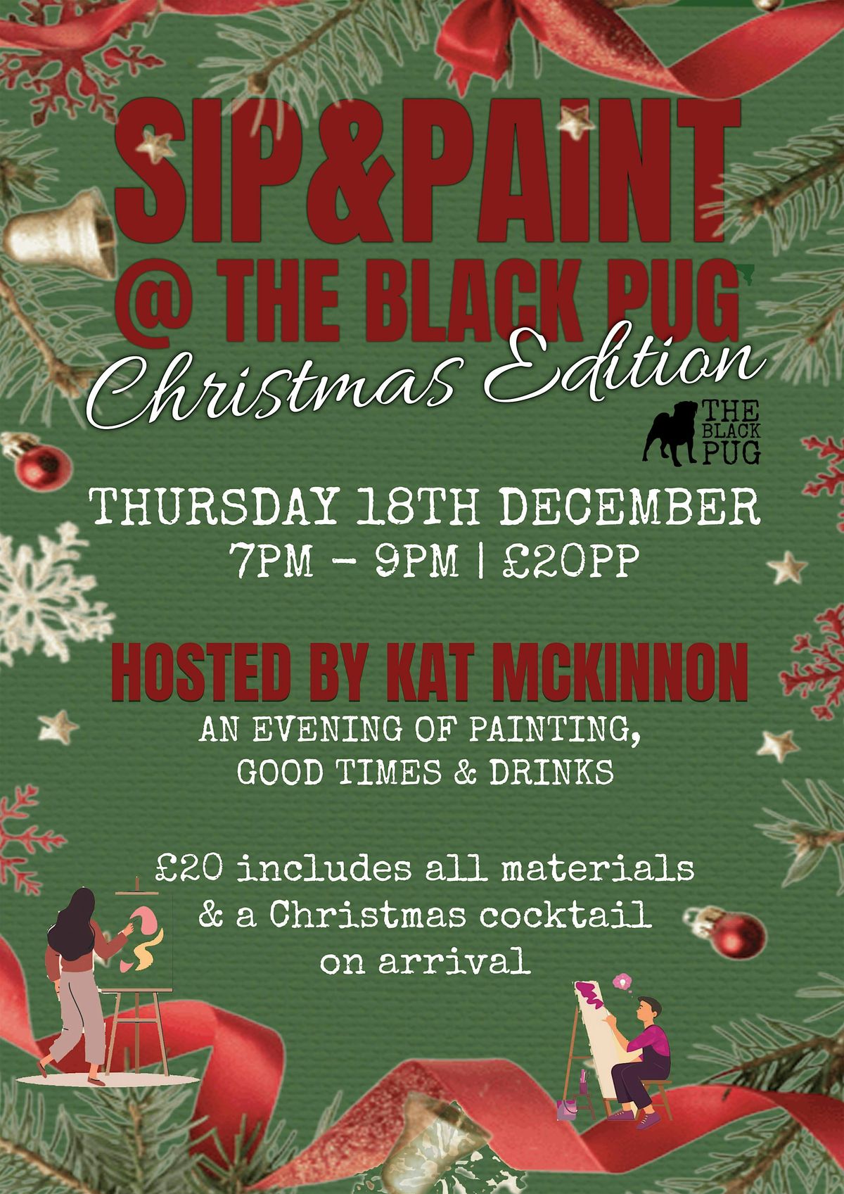 Sip & Paint, Christmas Edition - The Black Pug, 18 December | Event in Warwick | AllEvents