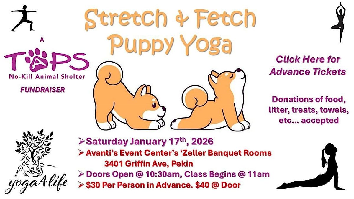 Stretch & Fetch Puppy Yoga to Benefit TAPS, 17 January | Event in Pekin | AllEvents