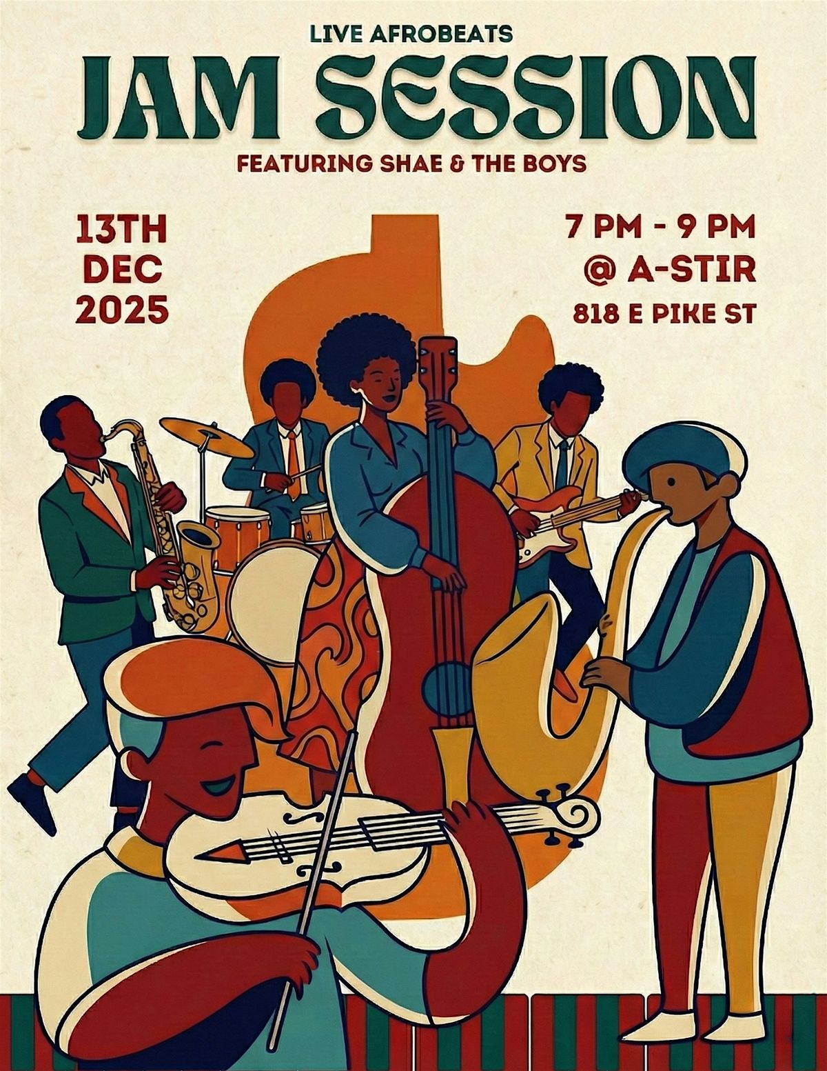 Afrobeats Live Jam Sessions ft Shae & the boys, 13 December | Event in Seattle | AllEvents