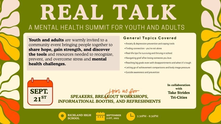 Real Talk:  A Mental Health Summit for Youth & Adults, 21 September | Event in Richland | AllEvents