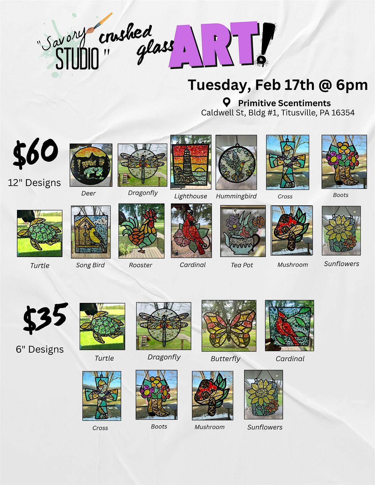 Crushed Glass Art @ Primitive Scentiments (Feb 17th)