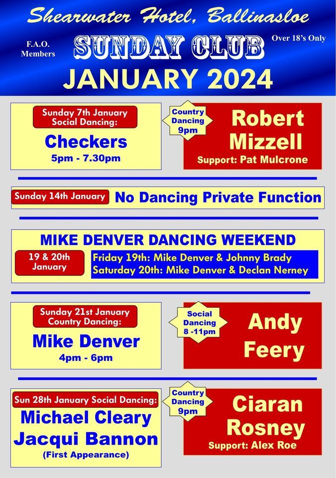 SHEARWATER SUNDAY CLUB COUNTRY & SOCIAL DANCING JAN, Shearwater Hotel