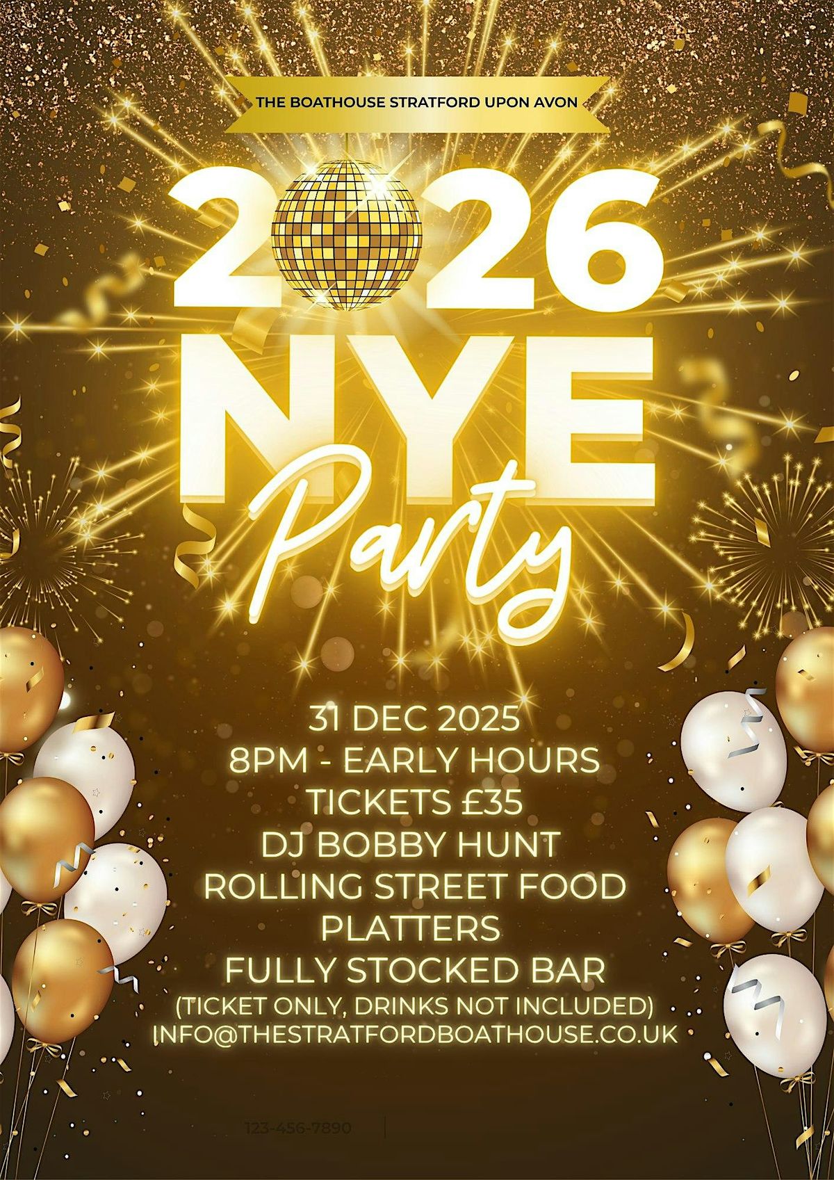 The Boathouse NYE 2026 Party, 31 December | Event in Stratford-Upon-Avon | AllEvents
