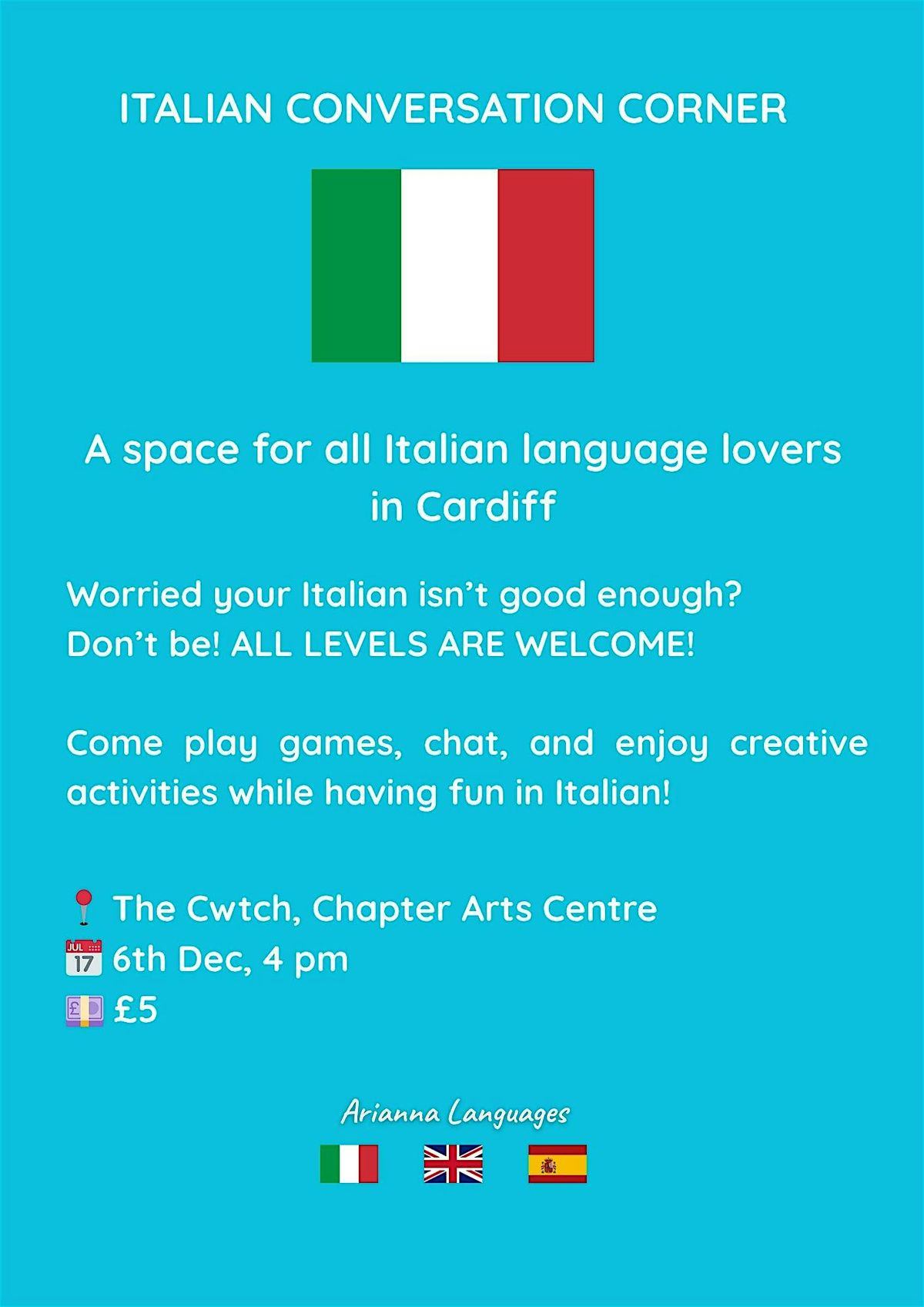 Italian Conversation Corner, 6 December | Event in Cardiff | AllEvents