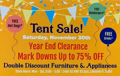 Tent Sale At Double Discount Furniture Appliances Lakeland