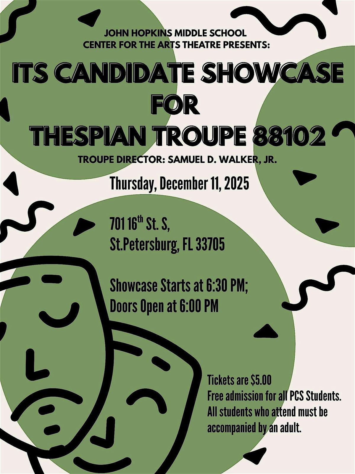 JHMS ITS 6th Grade Candidate Showcase for Thespian Troupe 88102, 11 December | Event in St. Petersburg | AllEvents