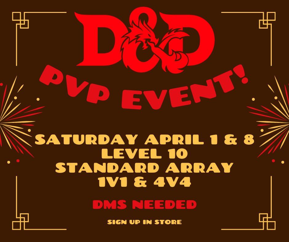 D&D 5E PvP Event, Underhill's Games, Cuyahoga Falls, 1 April 2023