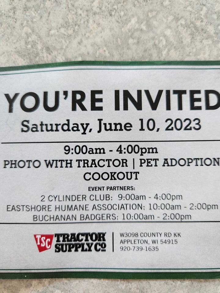 tractor days adoption event , Tractor Supply Co. (Appleton, WI), June