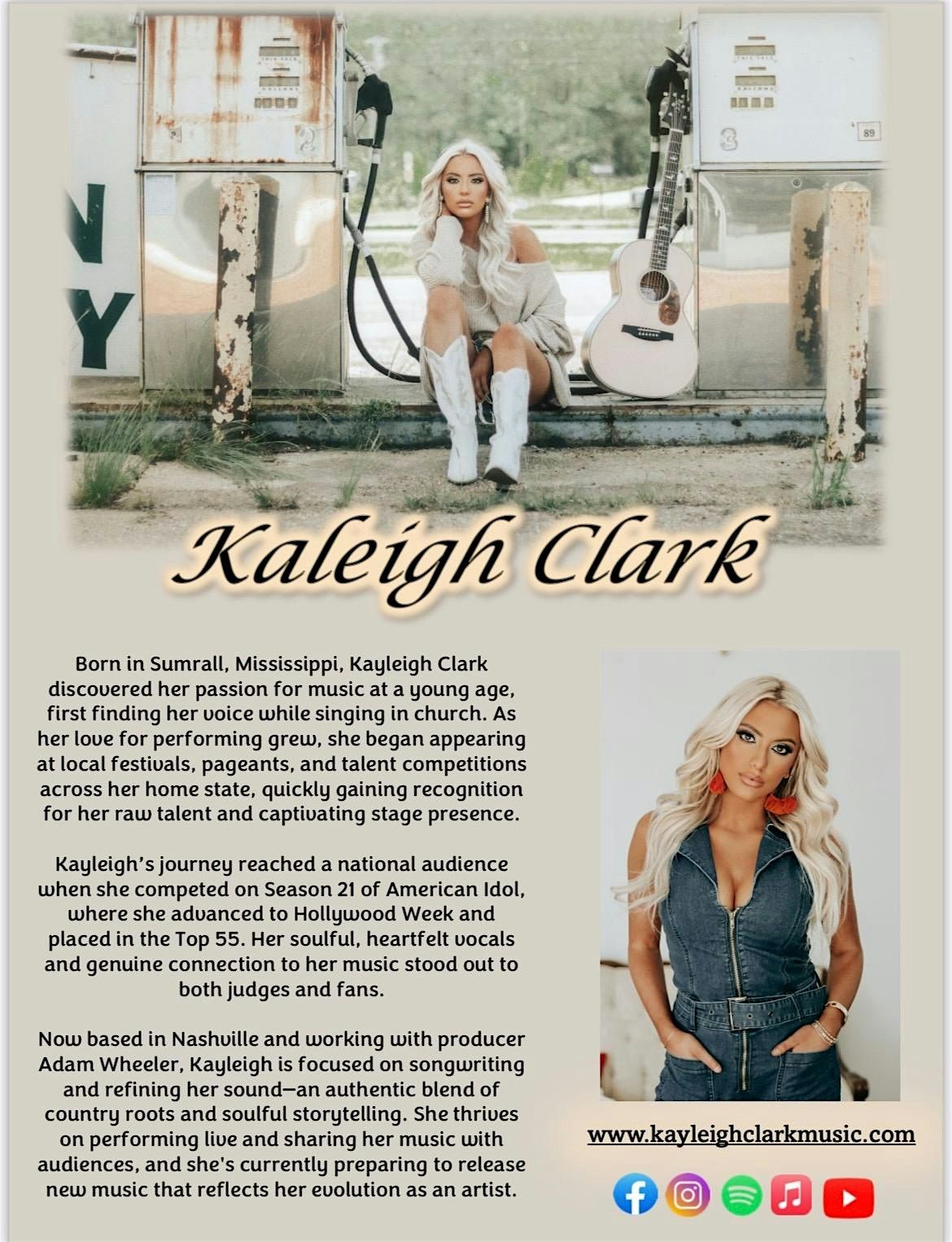 Kayleigh Clark from The Voice with Opening Act- Little Rock, 5 September | Event in Forksville | AllEvents