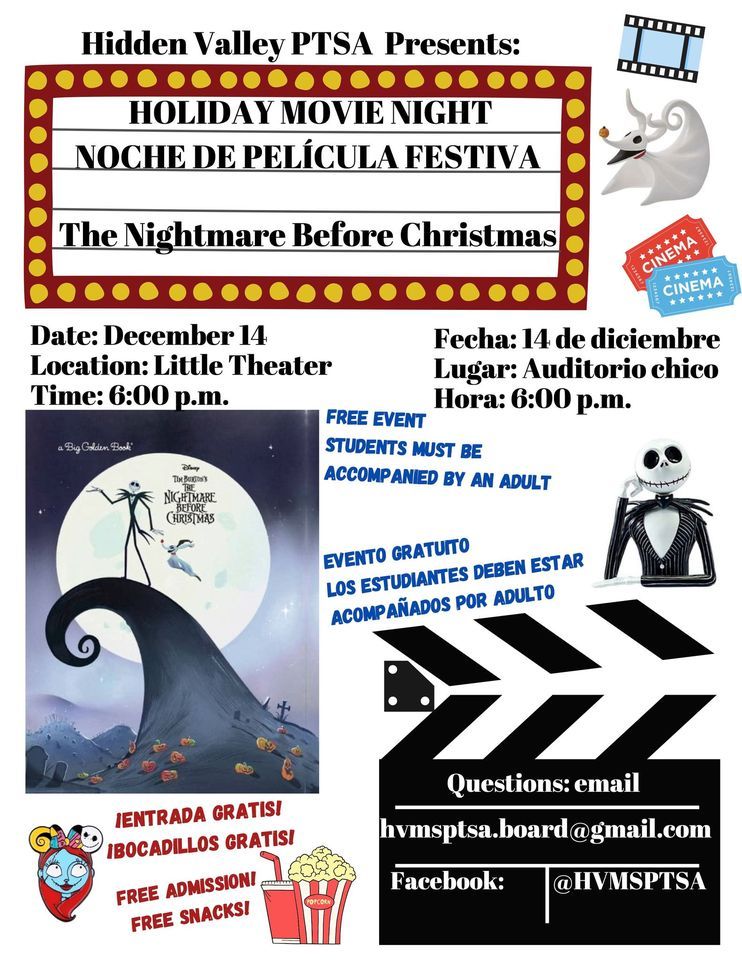 The Hidden Valley PTSA Holiday Movie Night, Hidden Valley Middle School