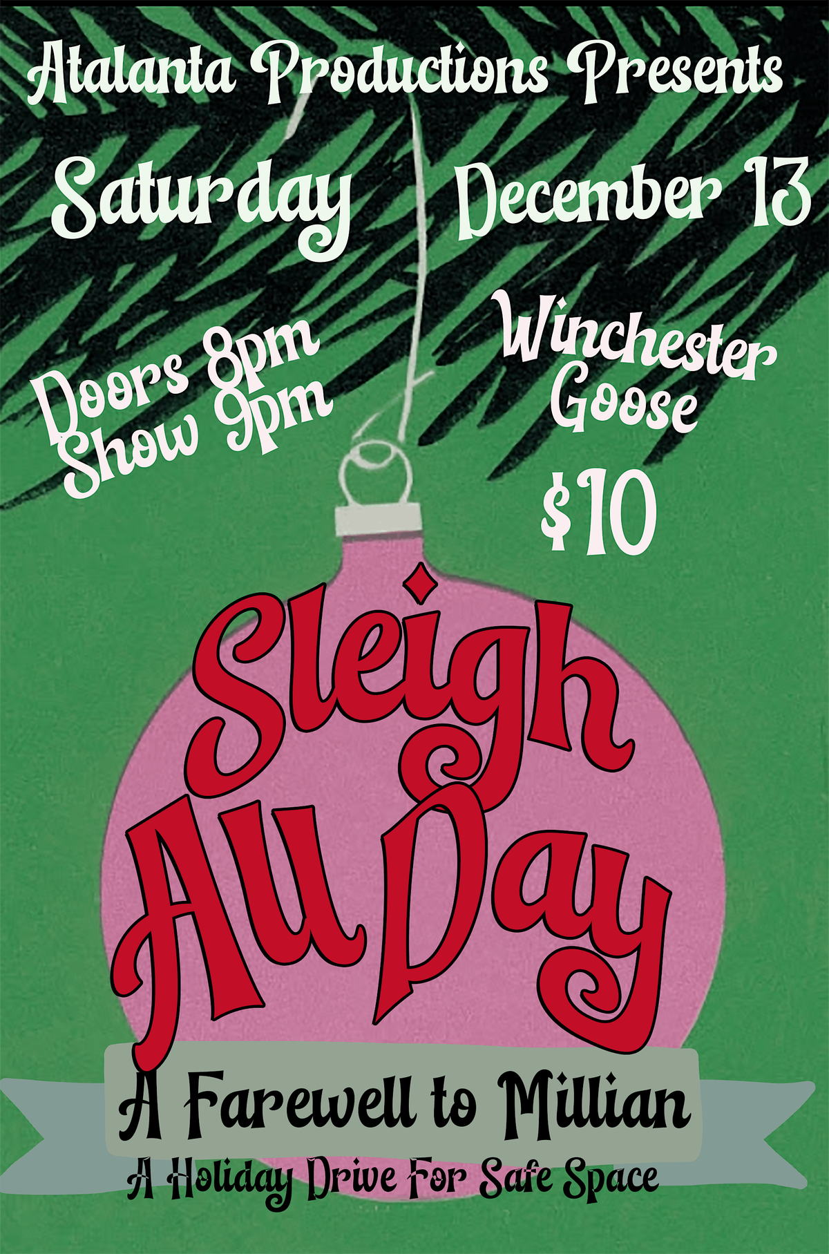 Sleigh All Day! Farewell to Millian & Holiday Drive for Safe Space Shelter, 13 December | Event in Chico