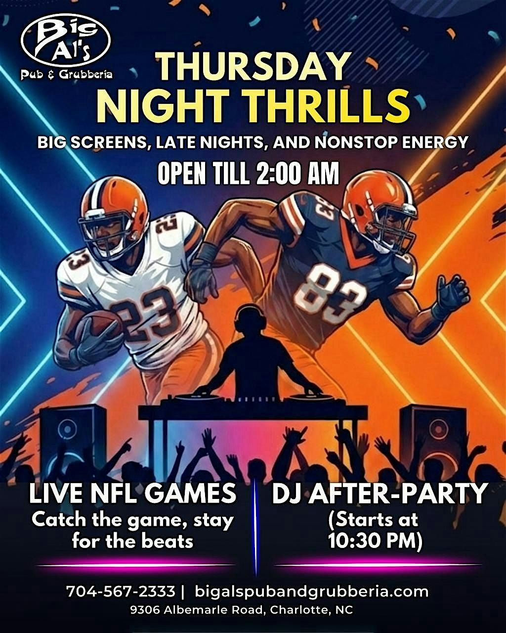 THURSDAY NFL ACTION LIVE & DJ SPINING MUSIC BAND