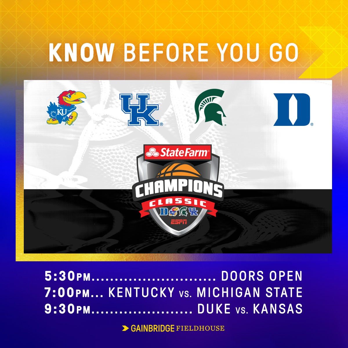 State Farm Champions Classic: Kentucky vs. Michigan State & Kansas vs. Duke, 17 November | Event in New York