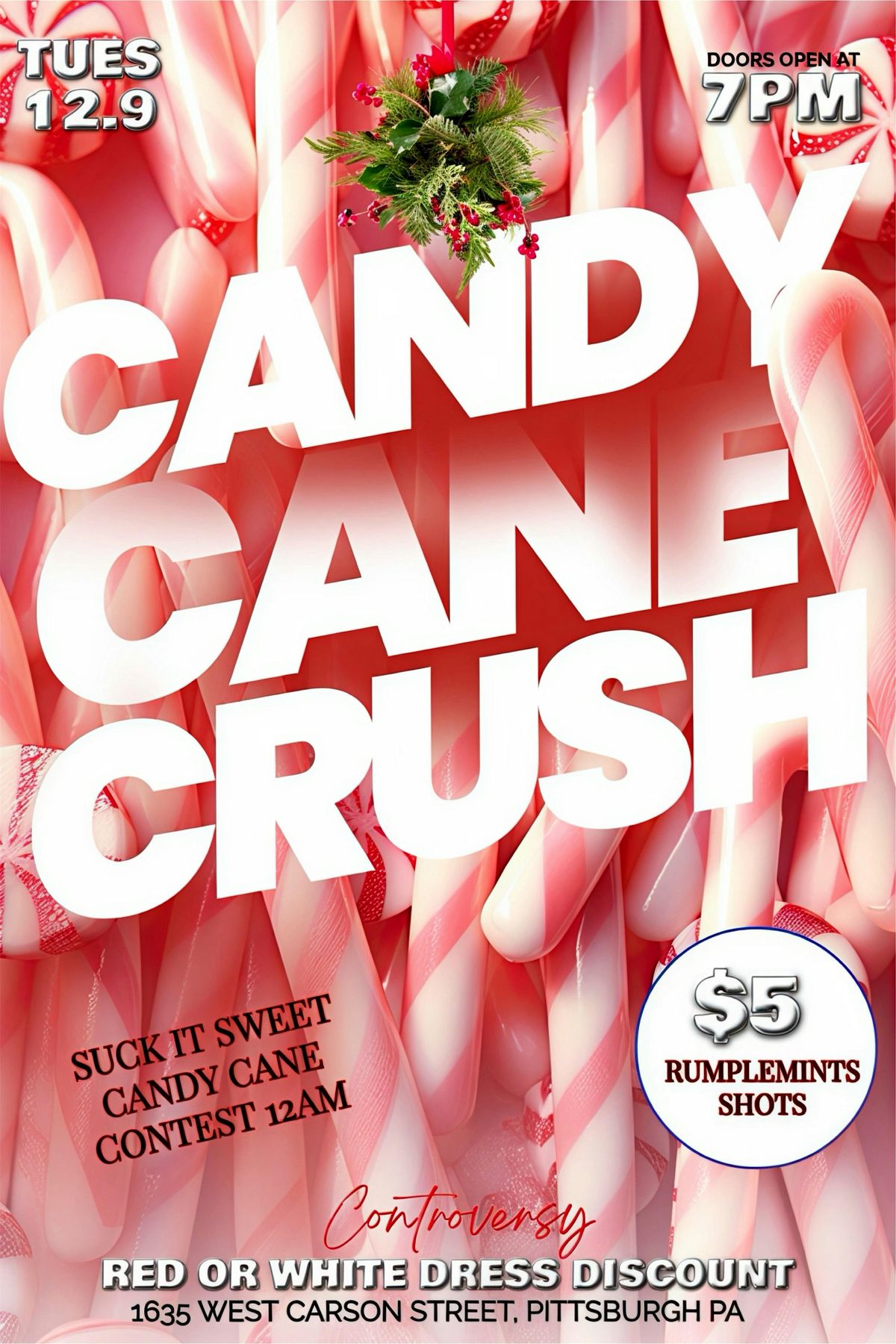 CANDY CANE CRUSH — HOLIDAY PARTY AT CLUB CONTROVERSY! | Event in Pittsburgh | AllEvents