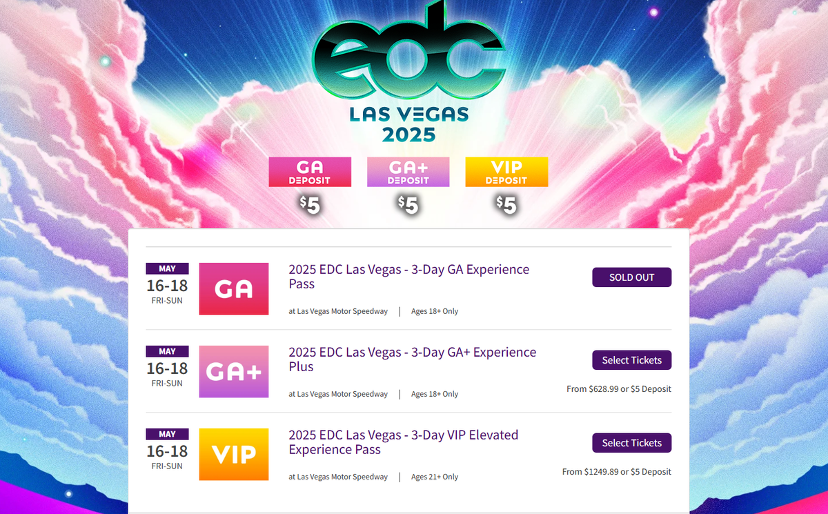 Parking Electric Daisy Carnival - Las Vegas - 3 Day Pass (18+), 15 May | Event in Las Vegas | AllEvents
