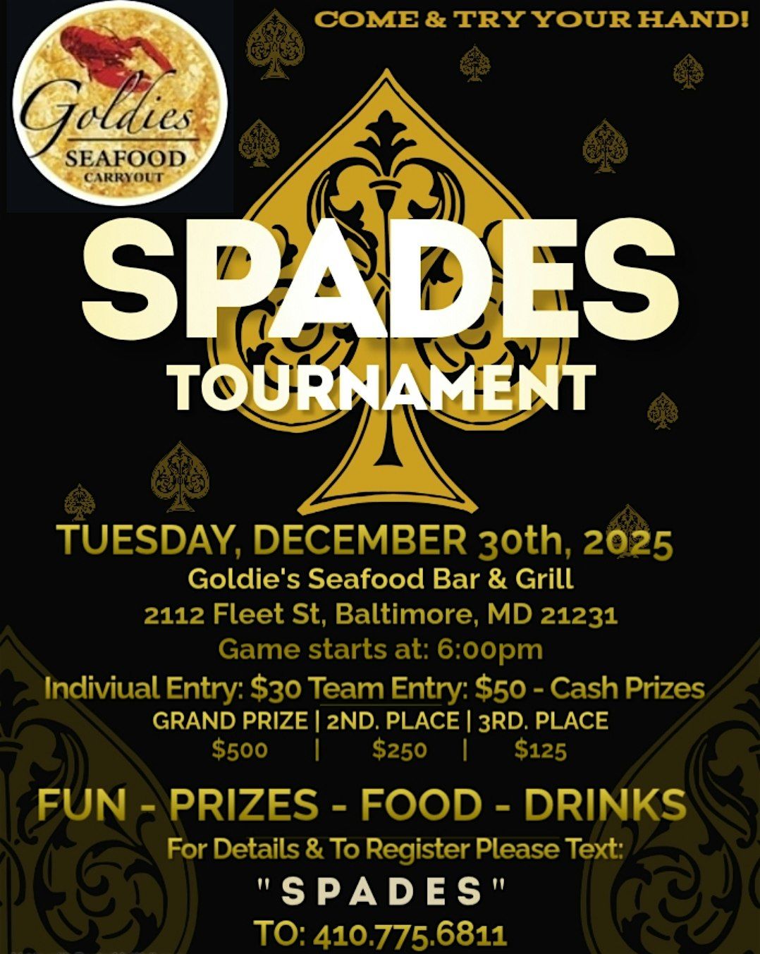 End of the Year Spades Tournament, 30 December | Event in Baltimore | AllEvents