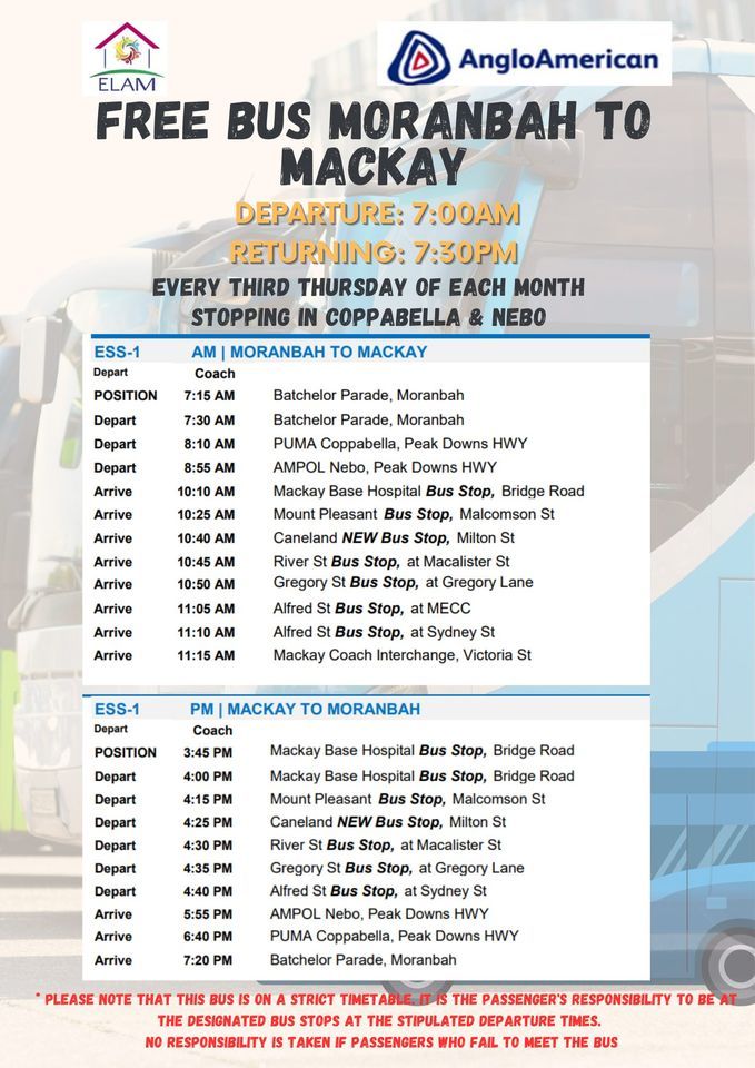 FREE BUS Moranbah to Mackay , Moranbah, Qld 4744, June 22 2023 AllEvents.in FREE BUS Moranbah to Mackay , Moranbah, Qld 4744, June 22 2023 AllEvents.in