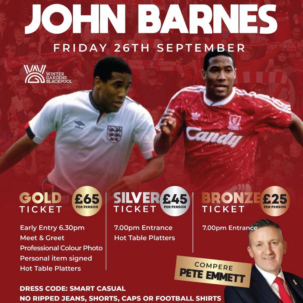 An Evening with John Barnes, 26 September | Event in Blackpool | AllEvents