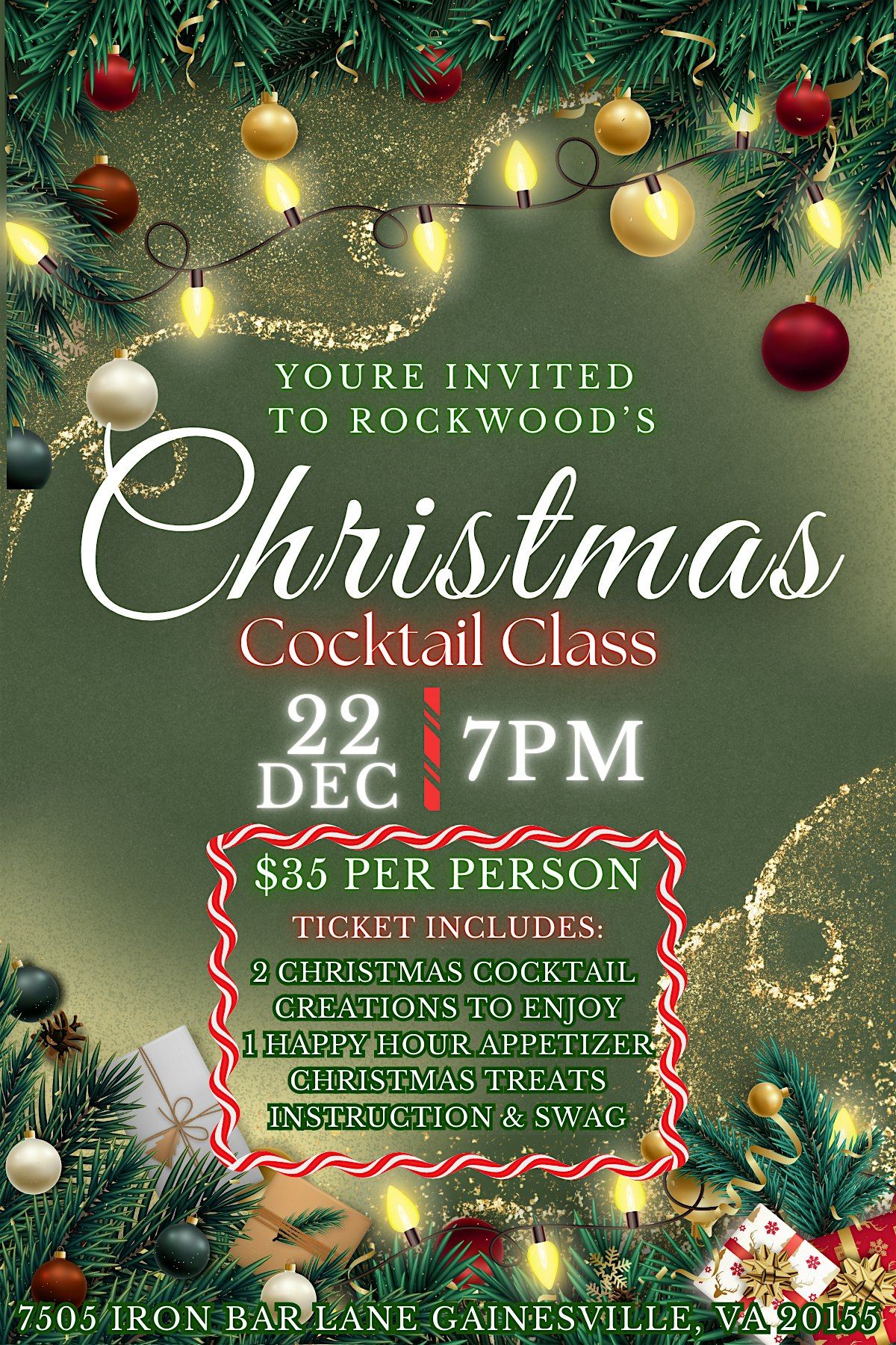 Rockwood's Christmas Cocktail Class, 22 December | Event in Gainesville | AllEvents