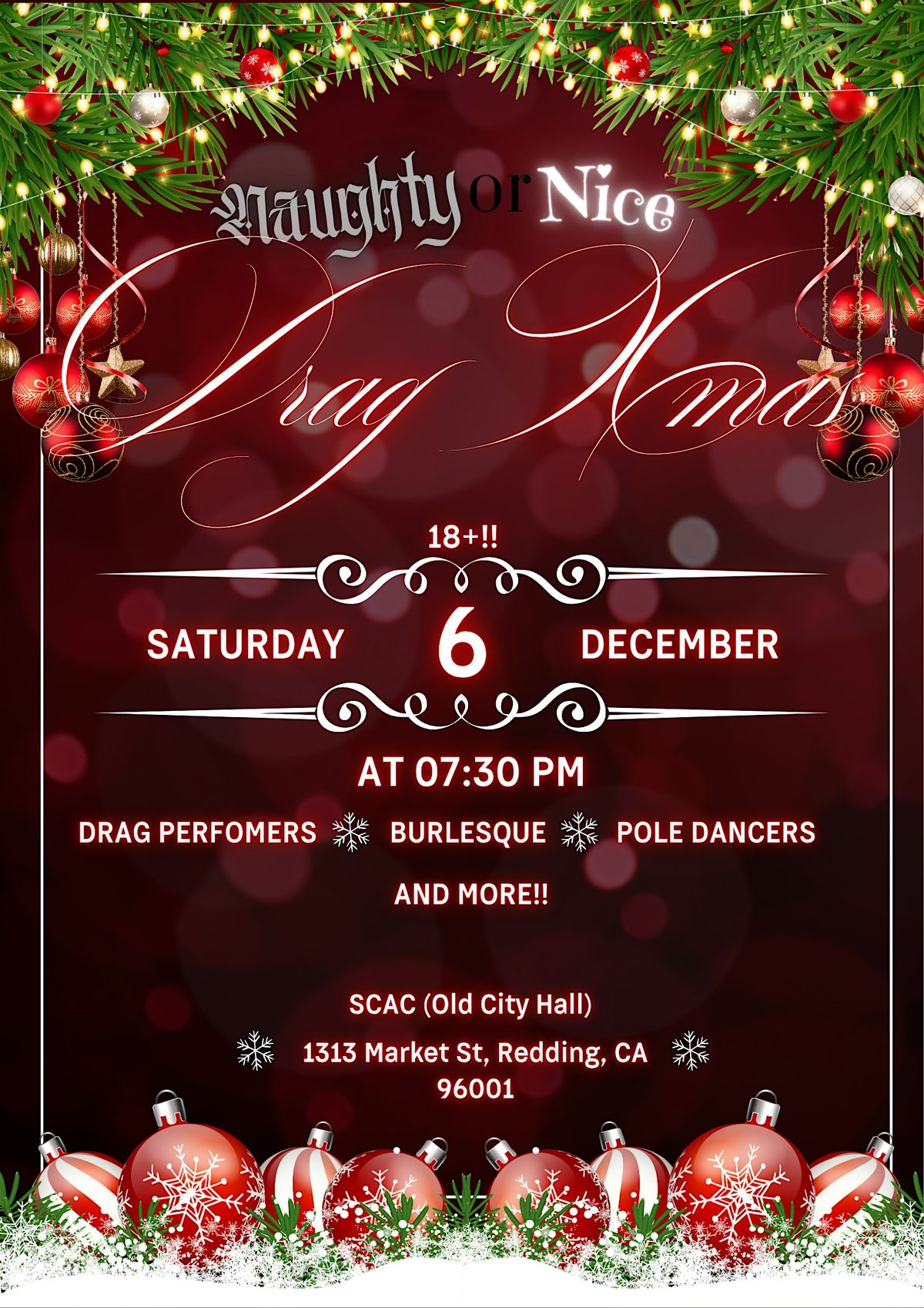 House of Unorthodox: Naughty or Nice Drag Xmas, 6 December | Event in Redding | AllEvents