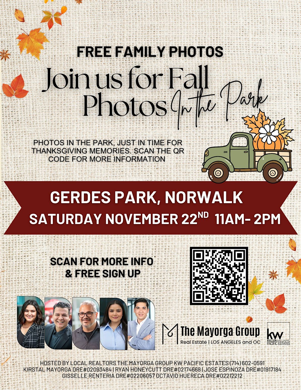 Free Fall Family Photos in the Park – Hosted by The Mayorga Group, 22 November | Event in Norwalk | AllEvents