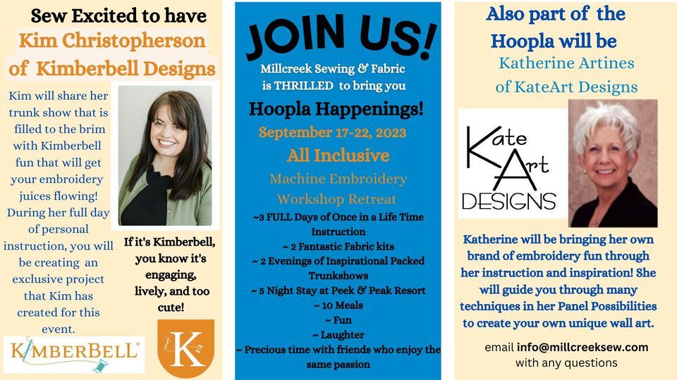 Hoopla Happenings Machine Embroidery Retreat, Peek'n Peak