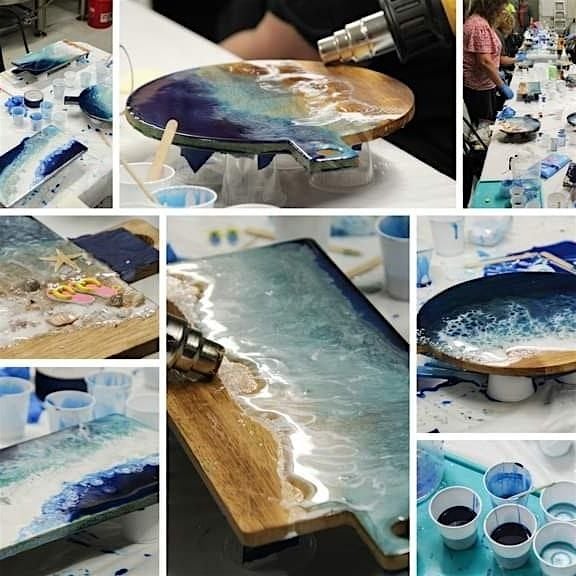 Resin Ocean wave  pour on a cheese board workshop, 7 March | Event in Phillipsburg | AllEvents