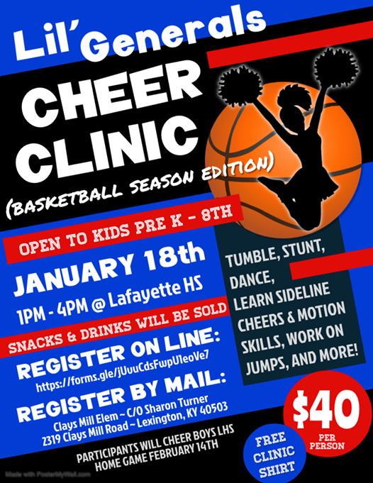 Lil Generals Cheer Clinic Basketball Season Edition At