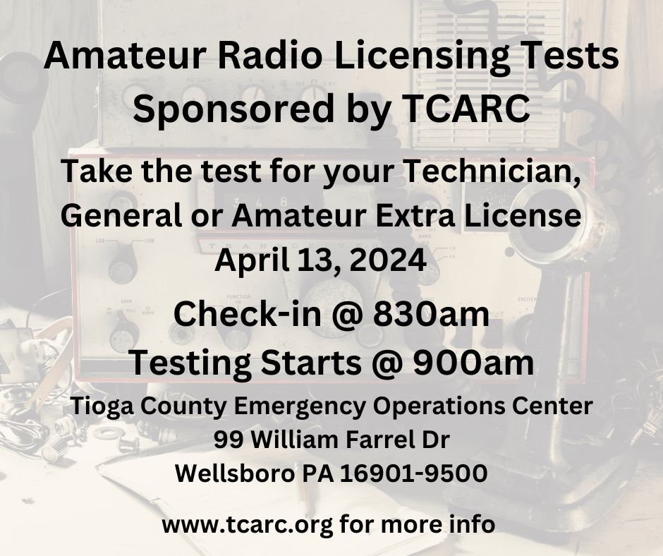 Amateur Radio License Testing, Tioga County PA Emergency Services ...