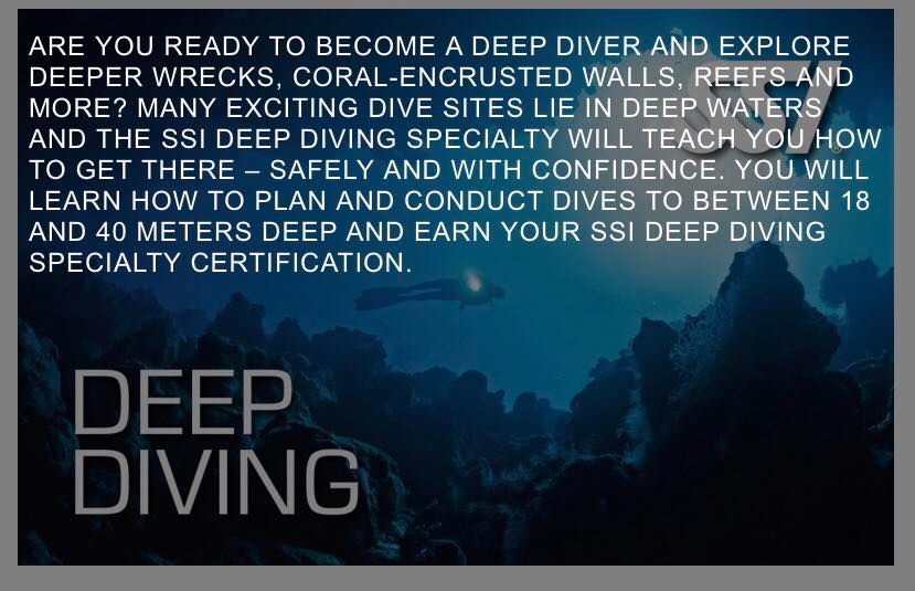 DEEP DIVE SPECIALTY CLASS, Adventure Sports II Inc., Montgomery, 10