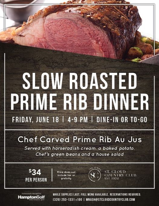 Prime Rib Dinner Members Only St Cloud Country Club Saint Cloud June 18 2021 Allevents In Open Christmas 2021 "Prime Rib"