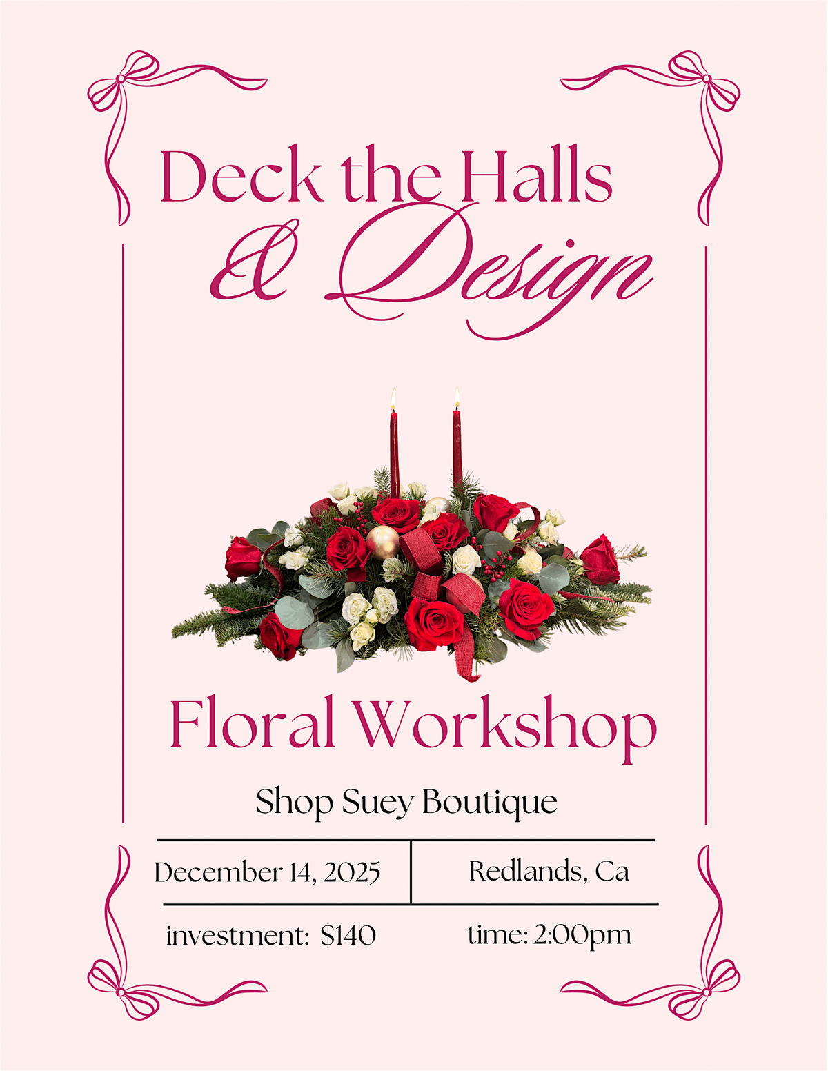 Deck the Halls Floral workshop, 14 December | Event in Redlands | AllEvents