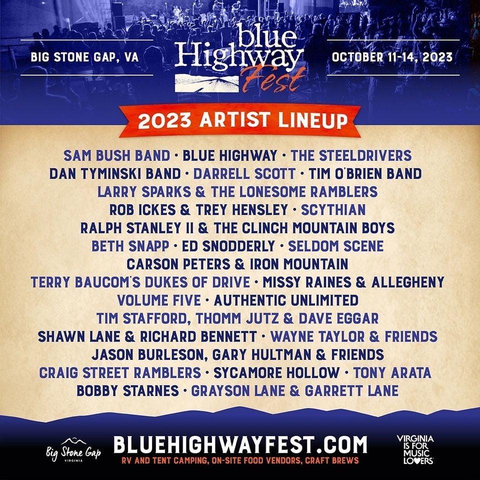 Blue Highway Fest, Big Stone Gap, Virginia, October 11 to October 14