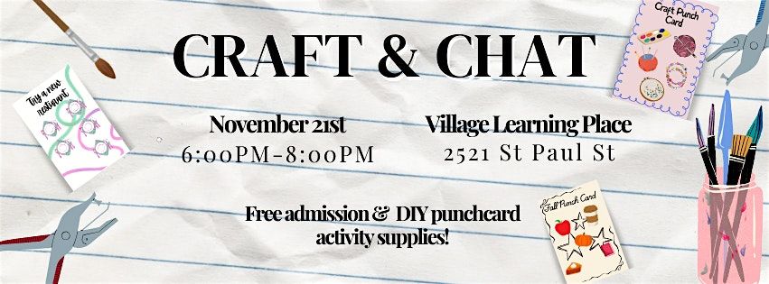 CRAFT & CHAT, 21 November | Event in Baltimore | AllEvents