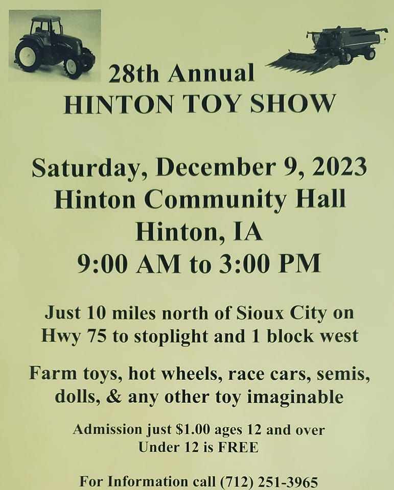 Hinton Toy Show, 205 West Main Street Hinton, IA 51030, 9 December 2023