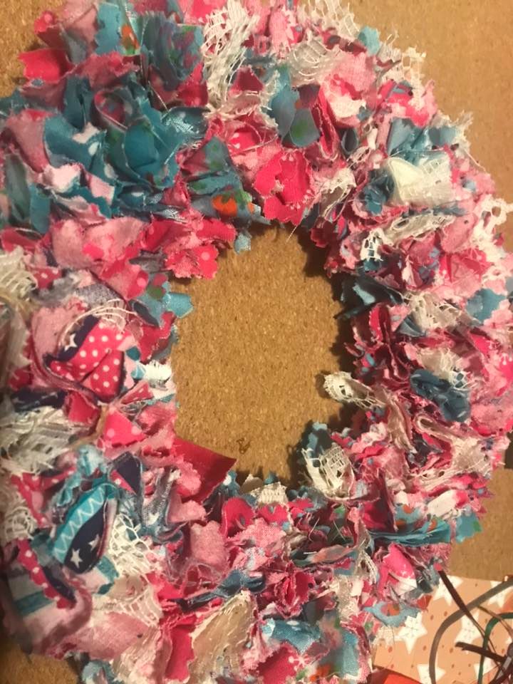 Christmas rag rug wreaths, Endsleigh Garden Centre, Plymouth, December
