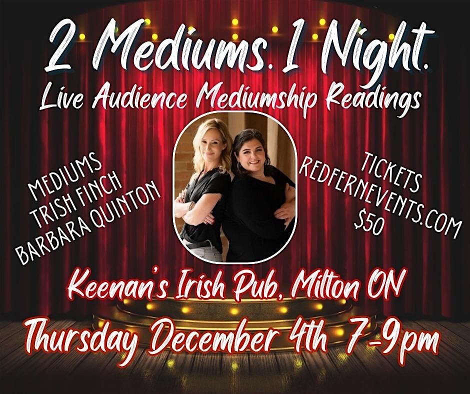 2 Mediums. 1 Night. Live Audience Mediumship Readings MILTON, 4 December | Event in Milton | AllEvents
