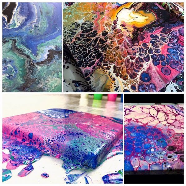 Mimosa Morning Pour Painting, Burlington Paint and Sip Studio