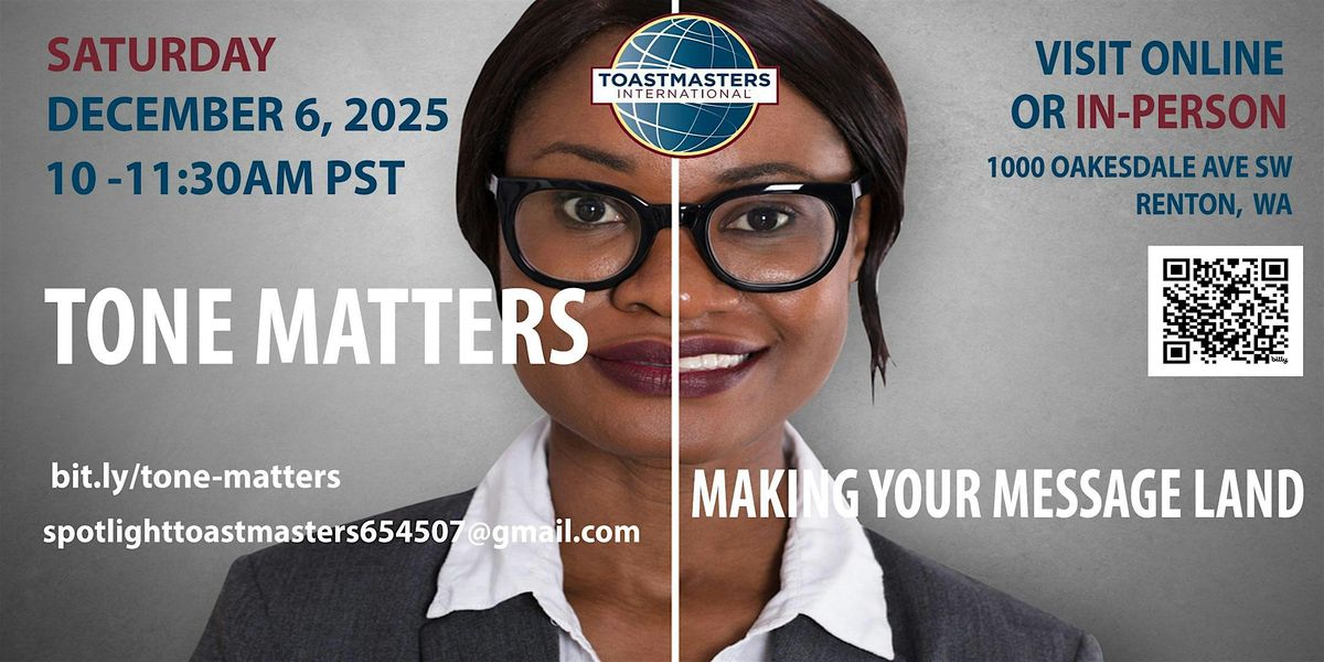 Tone Matters: How to Make Your Message Land, 6 December | Event in Renton | AllEvents
