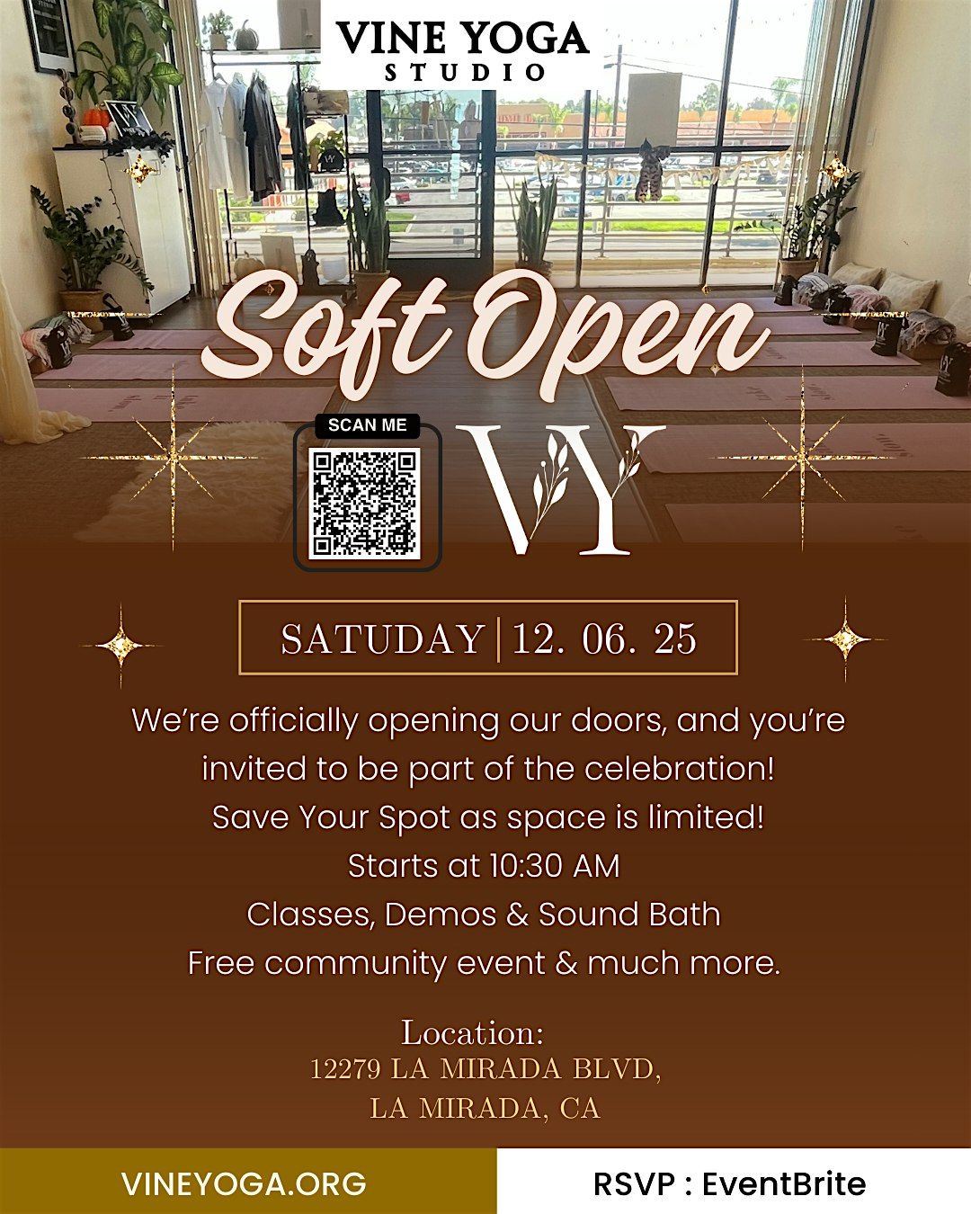 Vine Yoga Soft Open 12.06.25, 6 December | Event in La Mirada | AllEvents