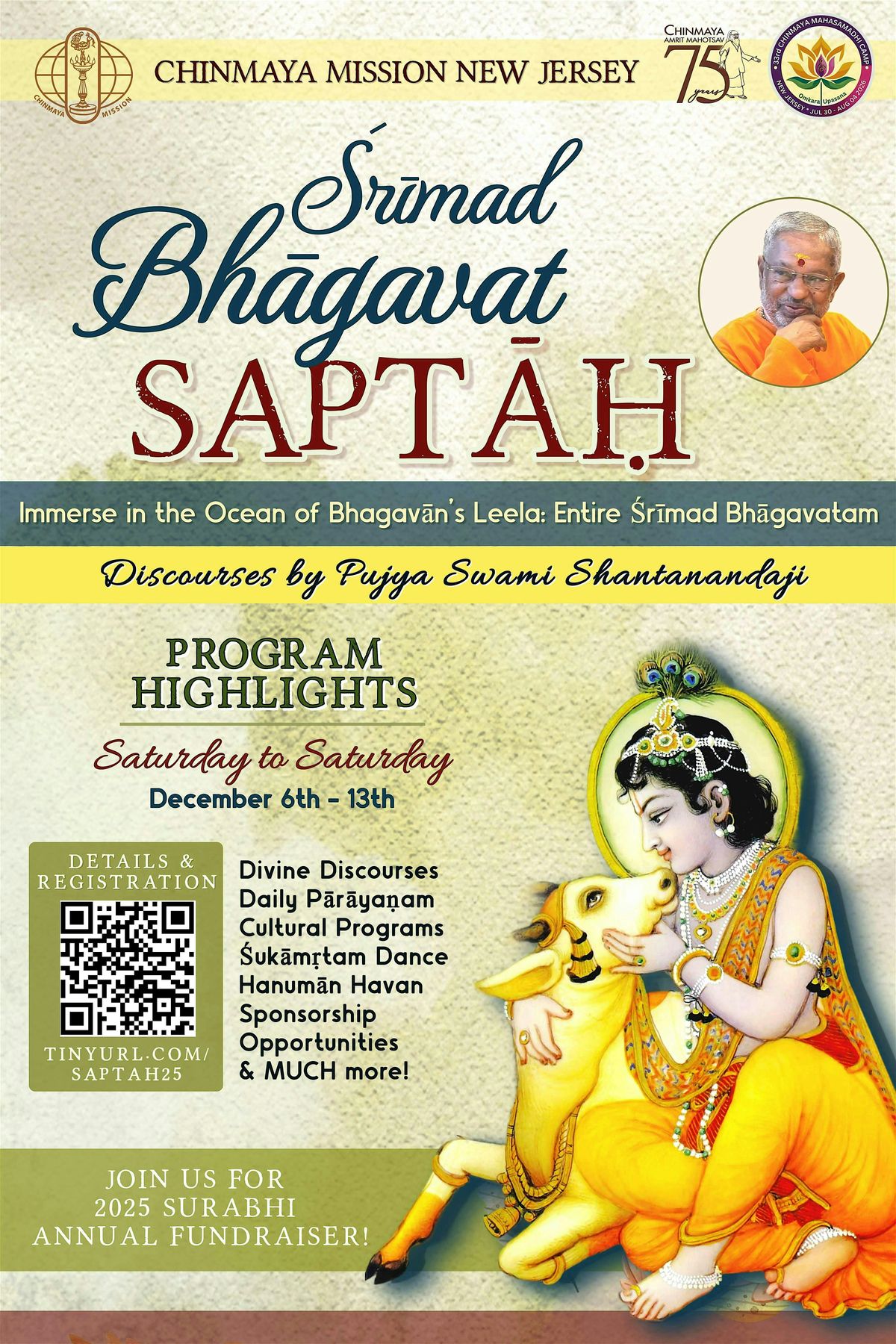 Srimad Bhagavat Saptah by Swami Shantananda ji (Annual Fundraiser Event), 6 December | Event in Cranbury | AllEvents